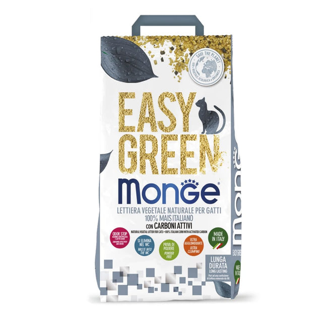 Monge Easy Green  100% Italiaanse Maïs met Geactiveerde Kool kattenbakvulling