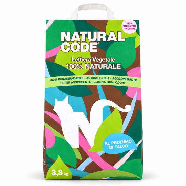 Zak Natural Code Maiskorrels kattenbakvulling met babypoedergeur van 3,8 kg, goed voor 10 liter