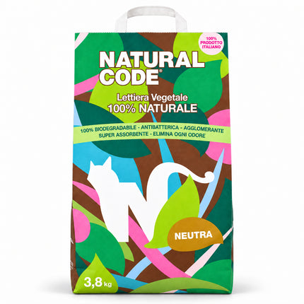Zak Natural Code Maiskorrels kattenbakvulling neutraal van 3,8 kg, goed voor 10 liter